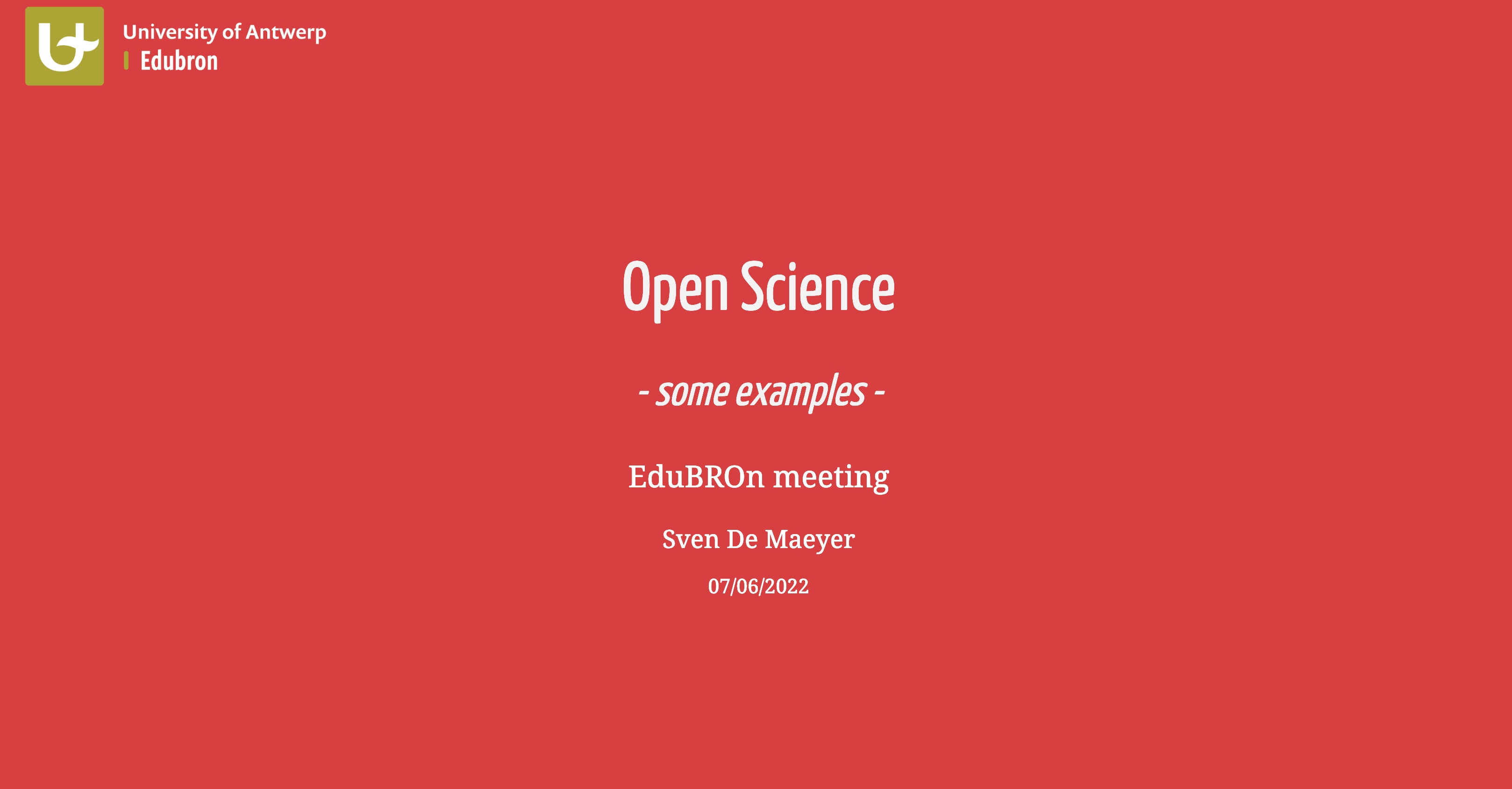 Open Science Talk - EduBRON meeting 2022